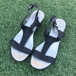 Bandolino Sparkle Black Wedge Sandals